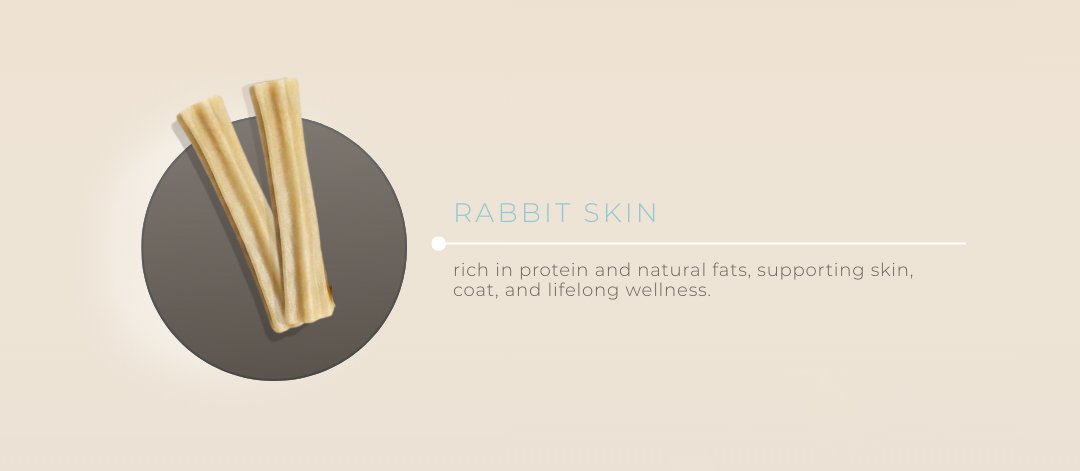Rabbit Skin — rich in protein and natural fats, supporting skin, coat, and lifelong wellness