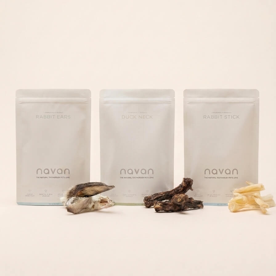 core bundle — rabbit ears, duck neck, rabbit stick with the chews in front
