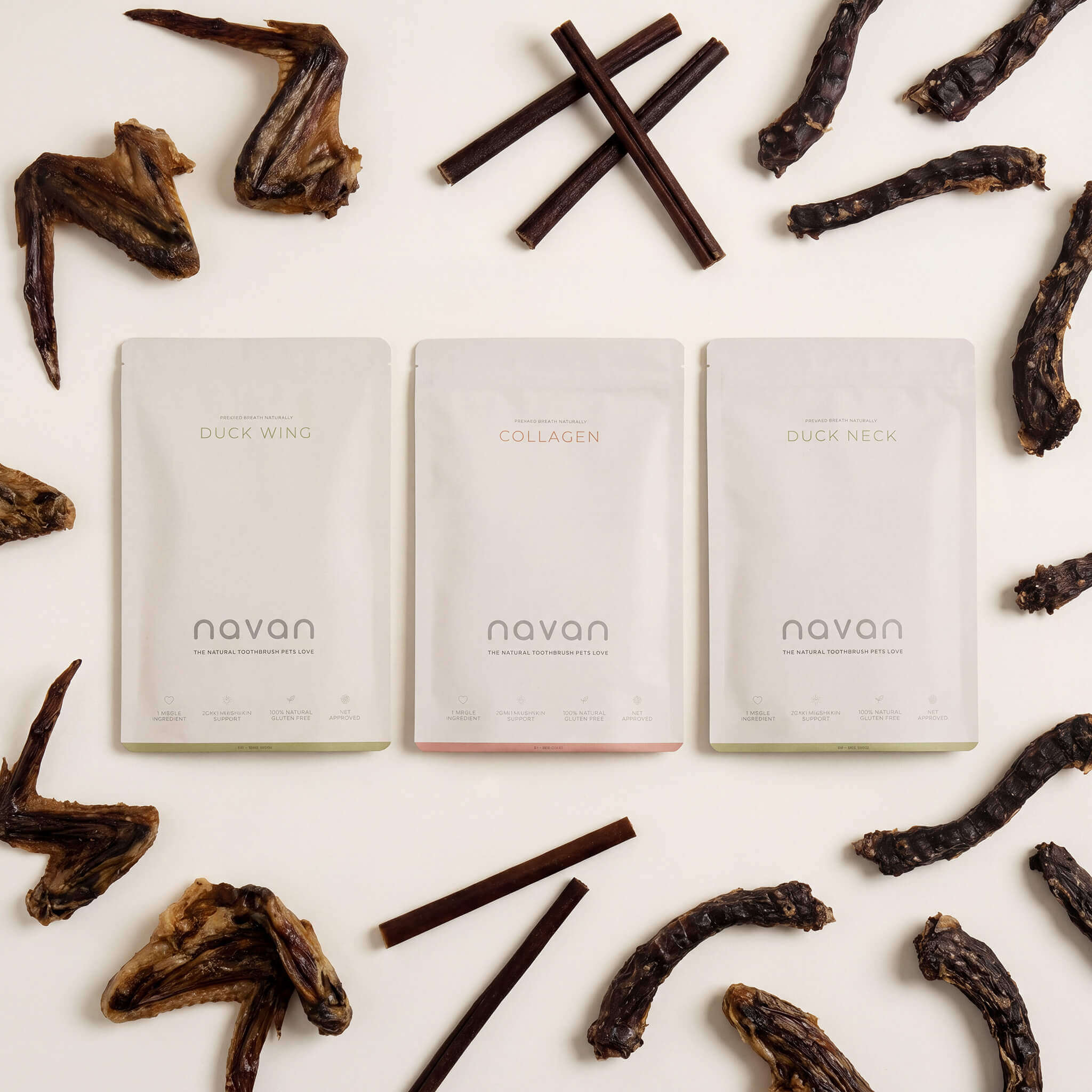 endurance bundle flat-lay — three bags with the chews