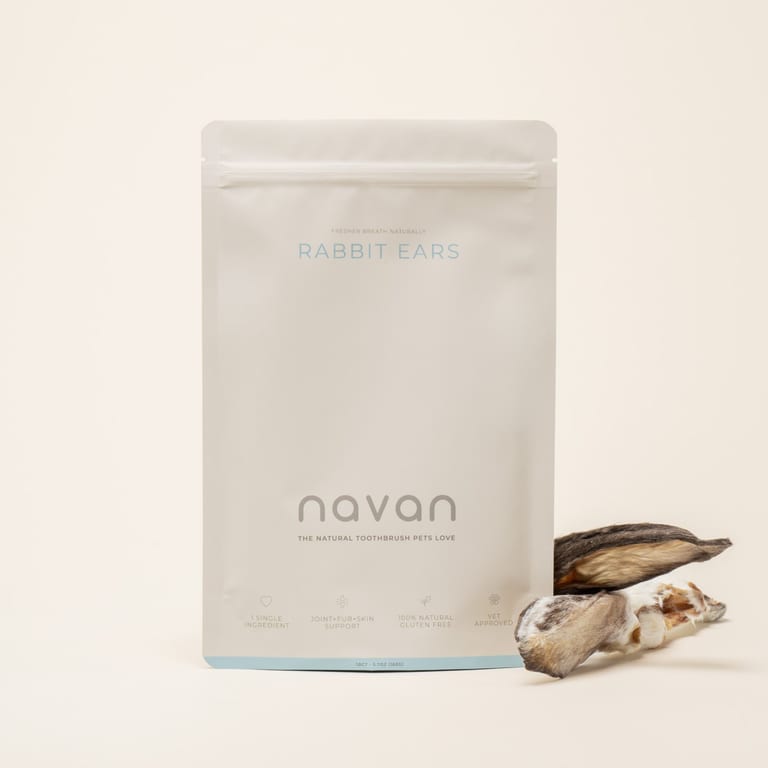 rabbit ears bag with chews on side