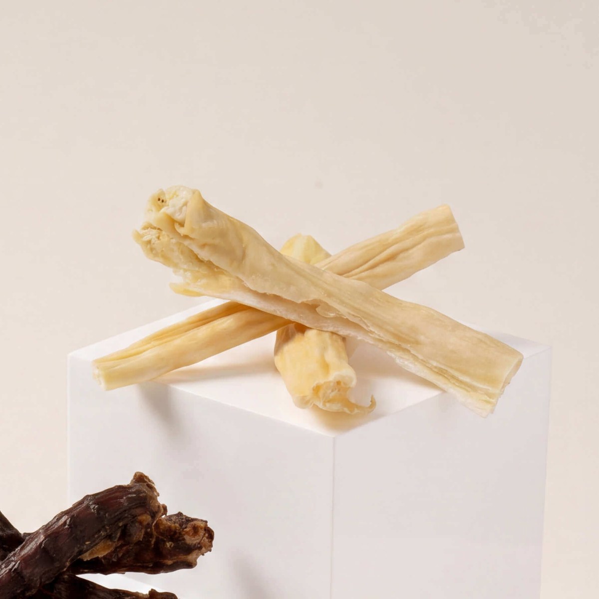 Rabbit stick chews close-up — texture detail